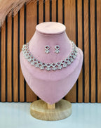 Avielle Ruby Red Diamond Finish Minimal Necklace Set with Earrings