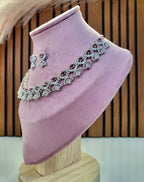 Avielle Ruby Red Diamond Finish Minimal Necklace Set with Earrings