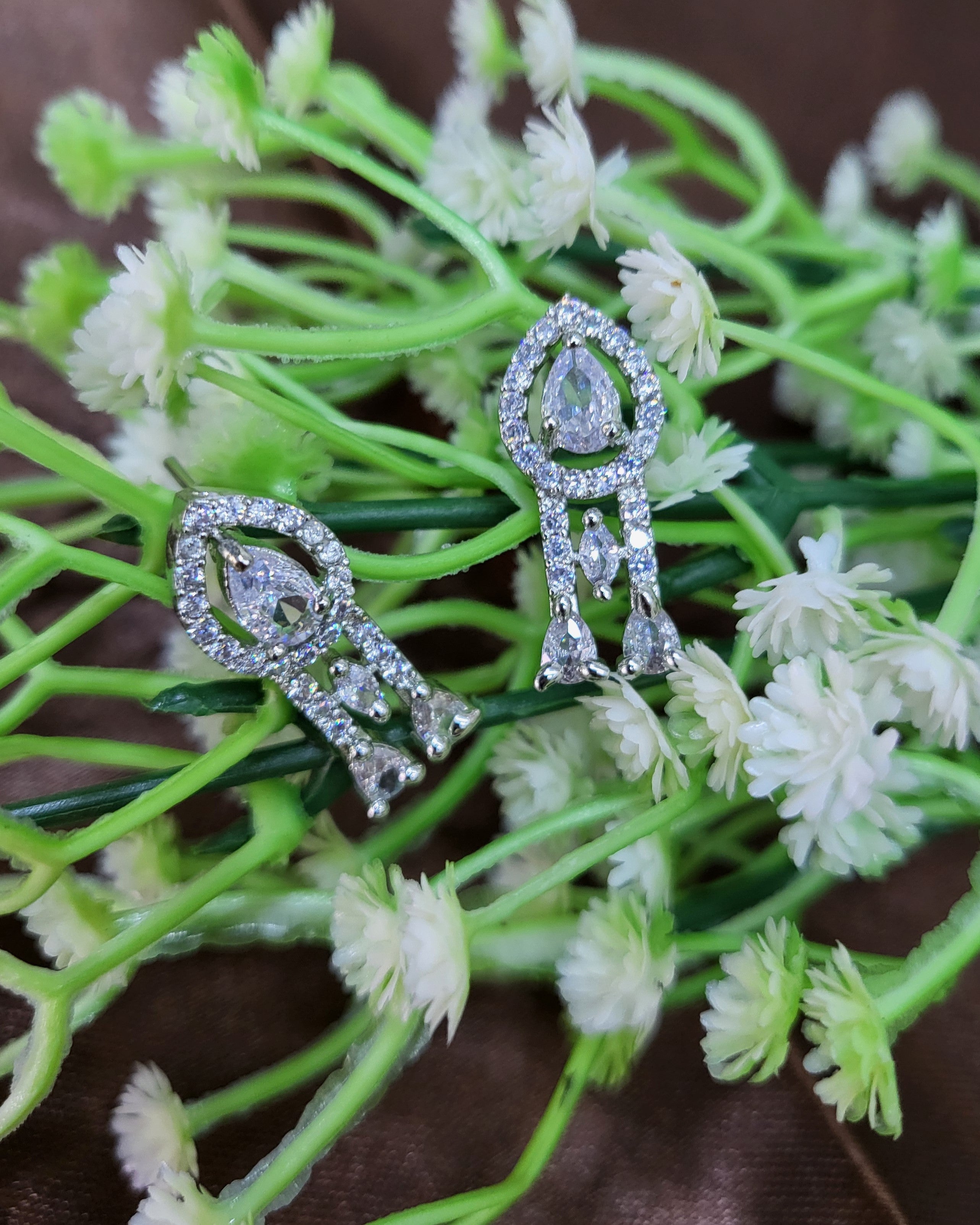 Royal White Diamond Finish Statement Necklace Set with Earrings | Bridal & Wedding Jewellery