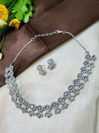 Avielle Sea Green Diamond Finish Minimal Necklace Set with Earrings