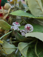 Avielle Ruby Red Diamond Finish Minimal Necklace Set with Earrings