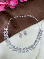 Avielle Pink Diamond Finish Minimal Necklace Set with Earrings