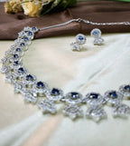 Avielle Sapphire Blue Diamond Finish Minimal Necklace Set with Earrings