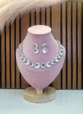 Lunaria White Diamond Finish Necklace Set with Earrings | Elegant Bridal & Party Wear Jewellery