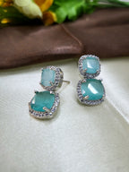 Lunaria Sea Green Diamond Finish Necklace Set with Earrings | Elegant Bridal & Party Wear Jewellery