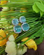 Lunaria Sea Green Diamond Finish Necklace Set with Earrings | Elegant Bridal & Party Wear Jewellery