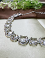 Lunaria White Diamond Finish Necklace Set with Earrings | Elegant Bridal & Party Wear Jewellery