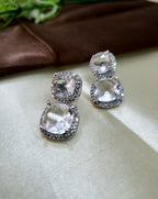 Lunaria White Diamond Finish Necklace Set with Earrings | Elegant Bridal & Party Wear Jewellery