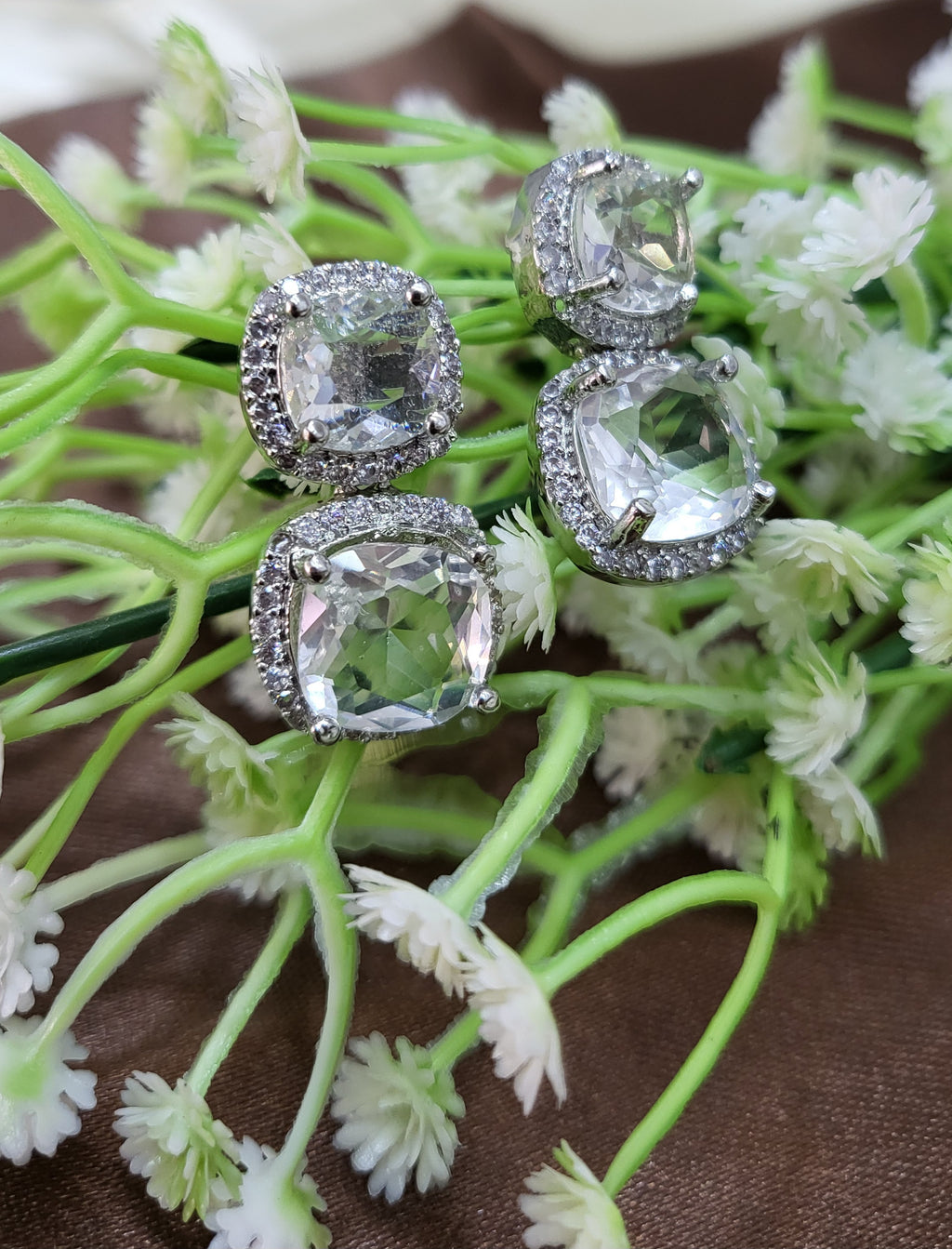 Lunaria White Diamond Finish Necklace Set with Earrings | Elegant Bridal & Party Wear Jewellery