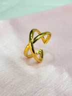 Aurevia Criss-Cross Gold Ring for Women | Adjustable Waterproof Anti-Tarnish Ring