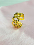 Zephira Gold Plated Stainless Steel Ring for Women | Adjustable Waterproof Statement Ring