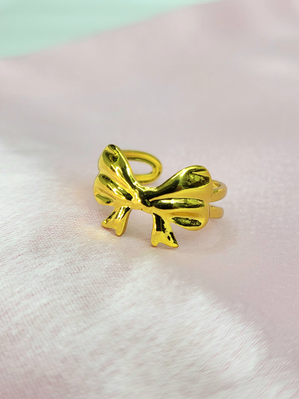 Lunelle Gold Plated Stainless Steel Bow Ring for Women | Adjustable Waterproof Anti-Tarnish Ring
