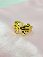 Lunelle Gold Plated Stainless Steel Bow Ring for Women | Adjustable Waterproof Anti-Tarnish Ring