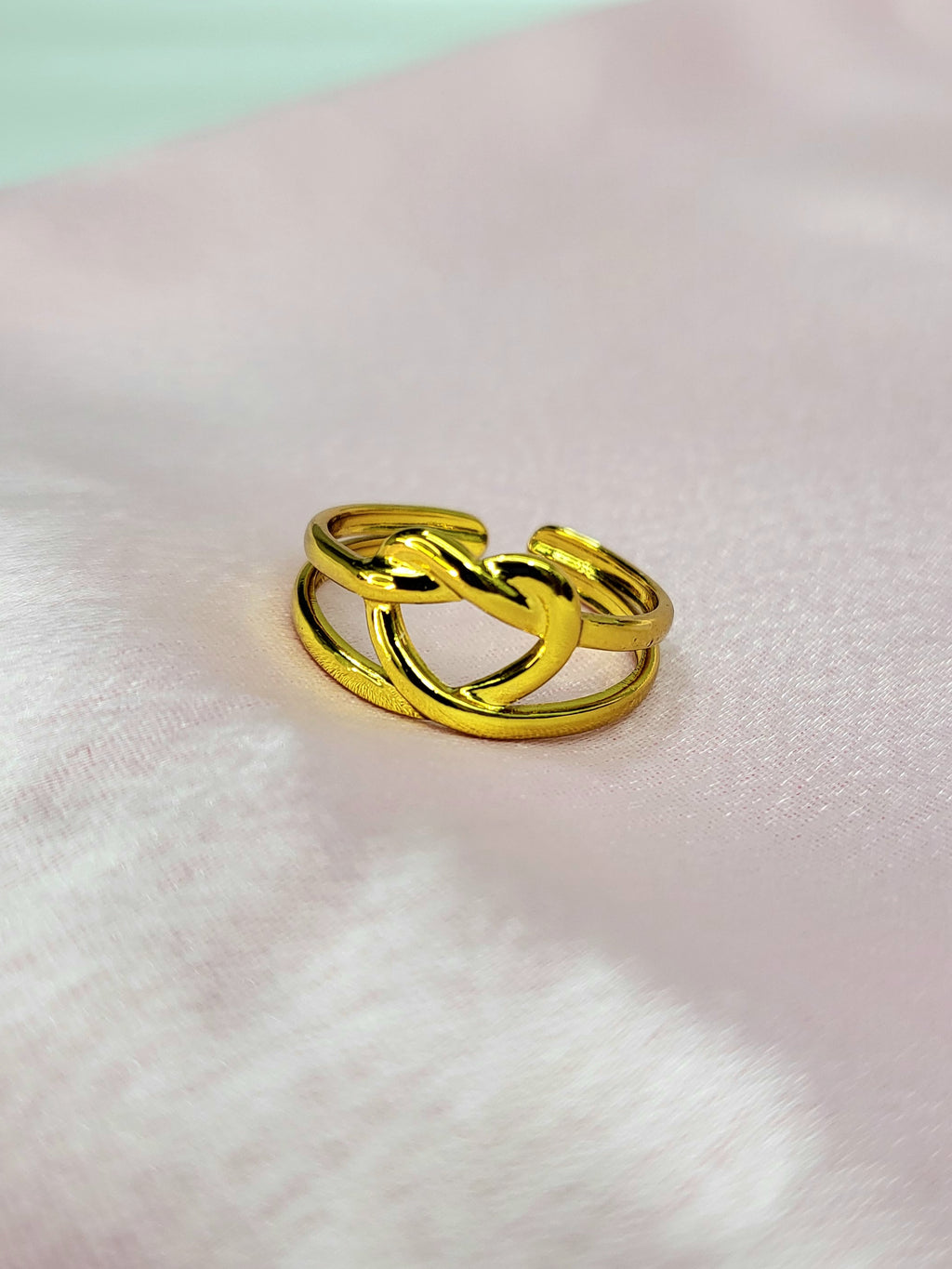 Orlina Gold Plated Stainless Steel Knot Ring for Women | Adjustable Waterproof Anti-Tarnish Ring