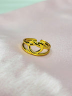 Orlina Gold Plated Stainless Steel Knot Ring for Women | Adjustable Waterproof Anti-Tarnish Ring