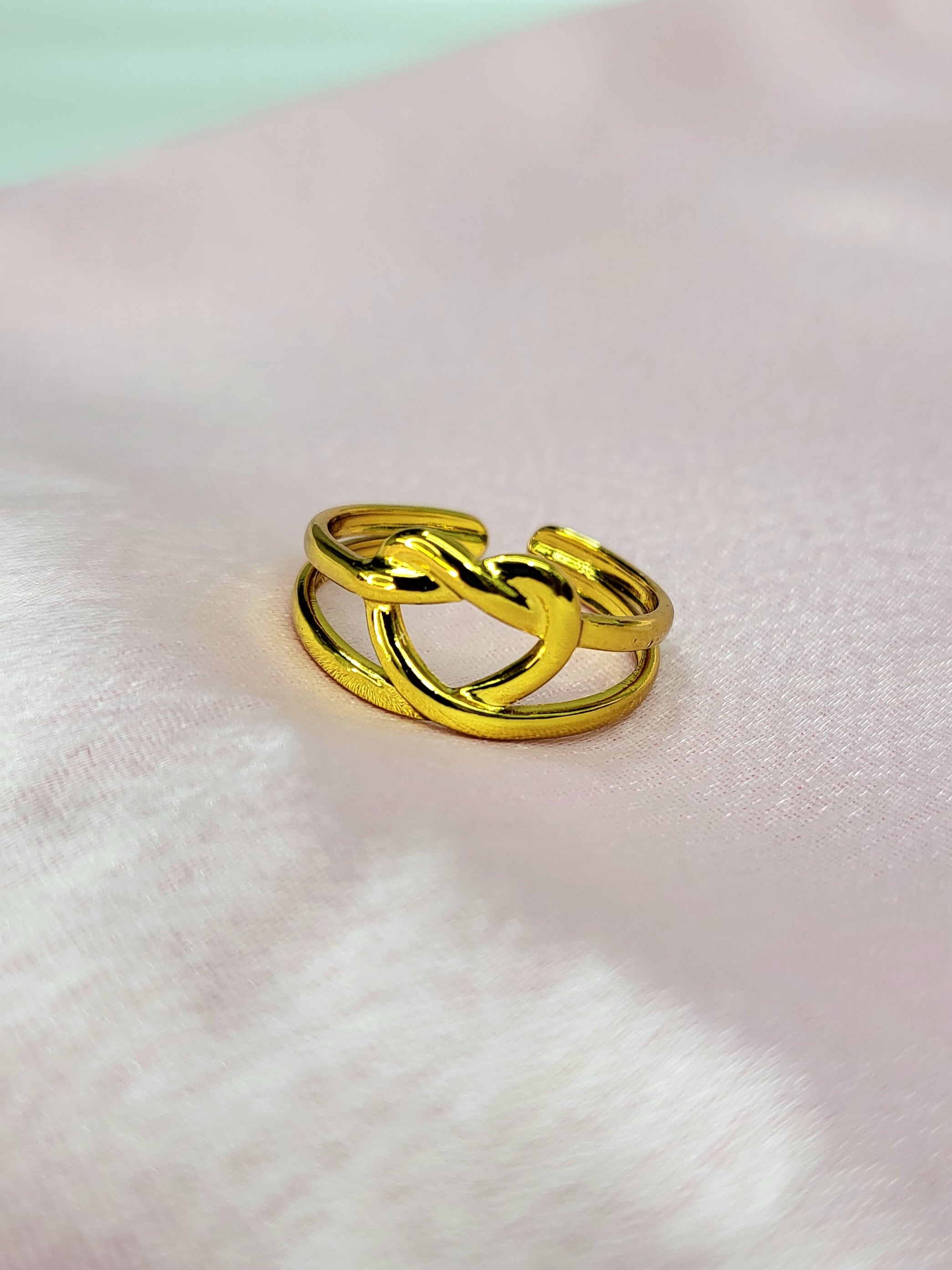 Orlina Gold Plated Stainless Steel Knot Ring for Women | Adjustable Waterproof Anti-Tarnish Ring