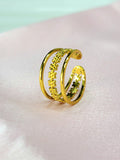 Solviera Gold Plated Stainless Steel Layered Ring for Women | Adjustable Waterproof Anti-Tarnish Ring