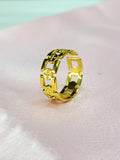 Evanthe Gold Plated Stainless Steel Geometric Statement Ring for Women | Adjustable Waterproof Anti-Tarnish Ring