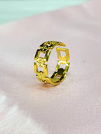 Evanthe Gold Plated Stainless Steel Geometric Statement Ring for Women | Adjustable Waterproof Anti-Tarnish Ring