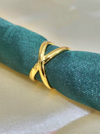 Aurevia Criss-Cross Gold Ring for Women | Adjustable Waterproof Anti-Tarnish Ring