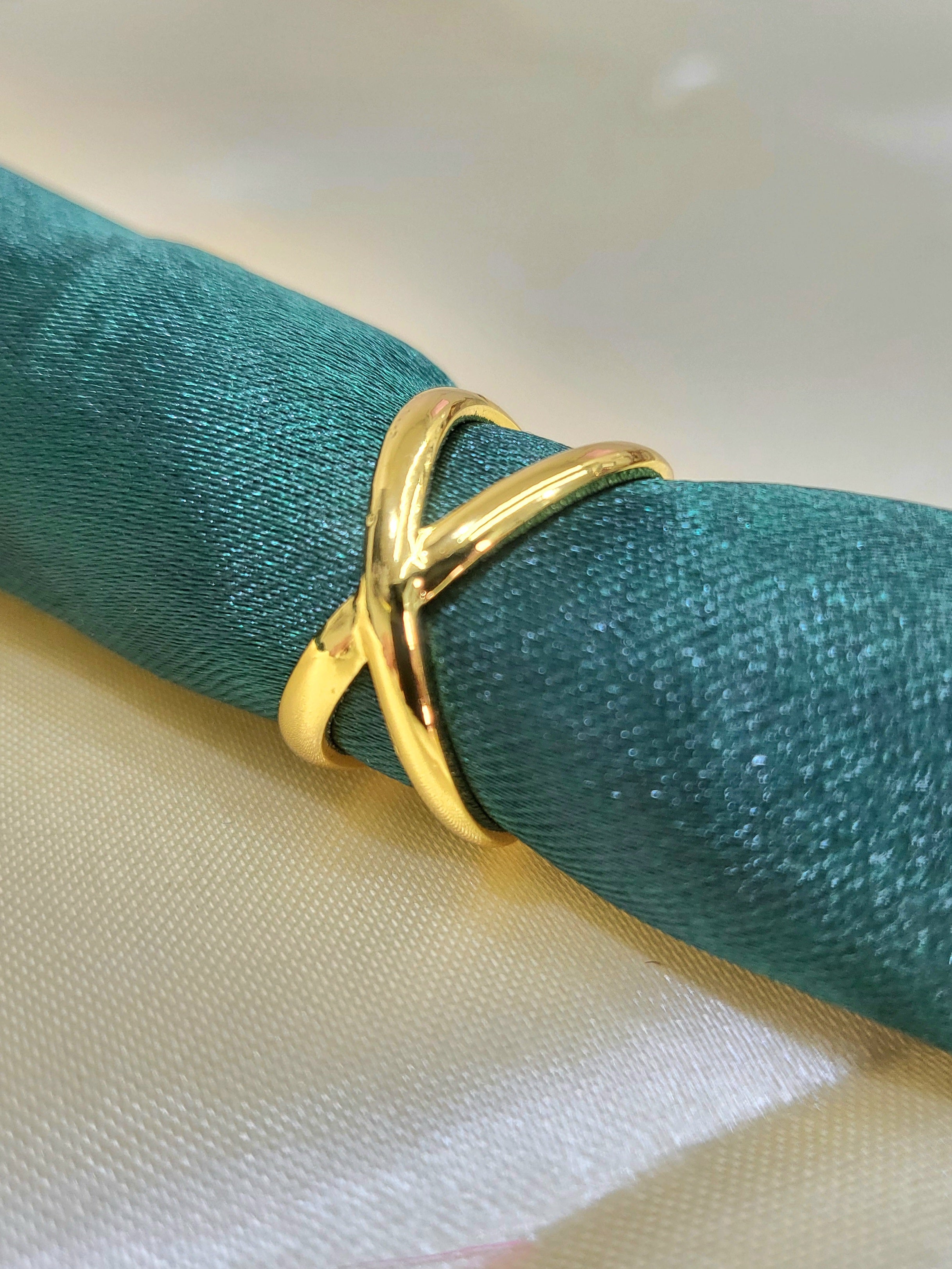 Aurevia Criss-Cross Gold Ring for Women | Adjustable Waterproof Anti-Tarnish Ring