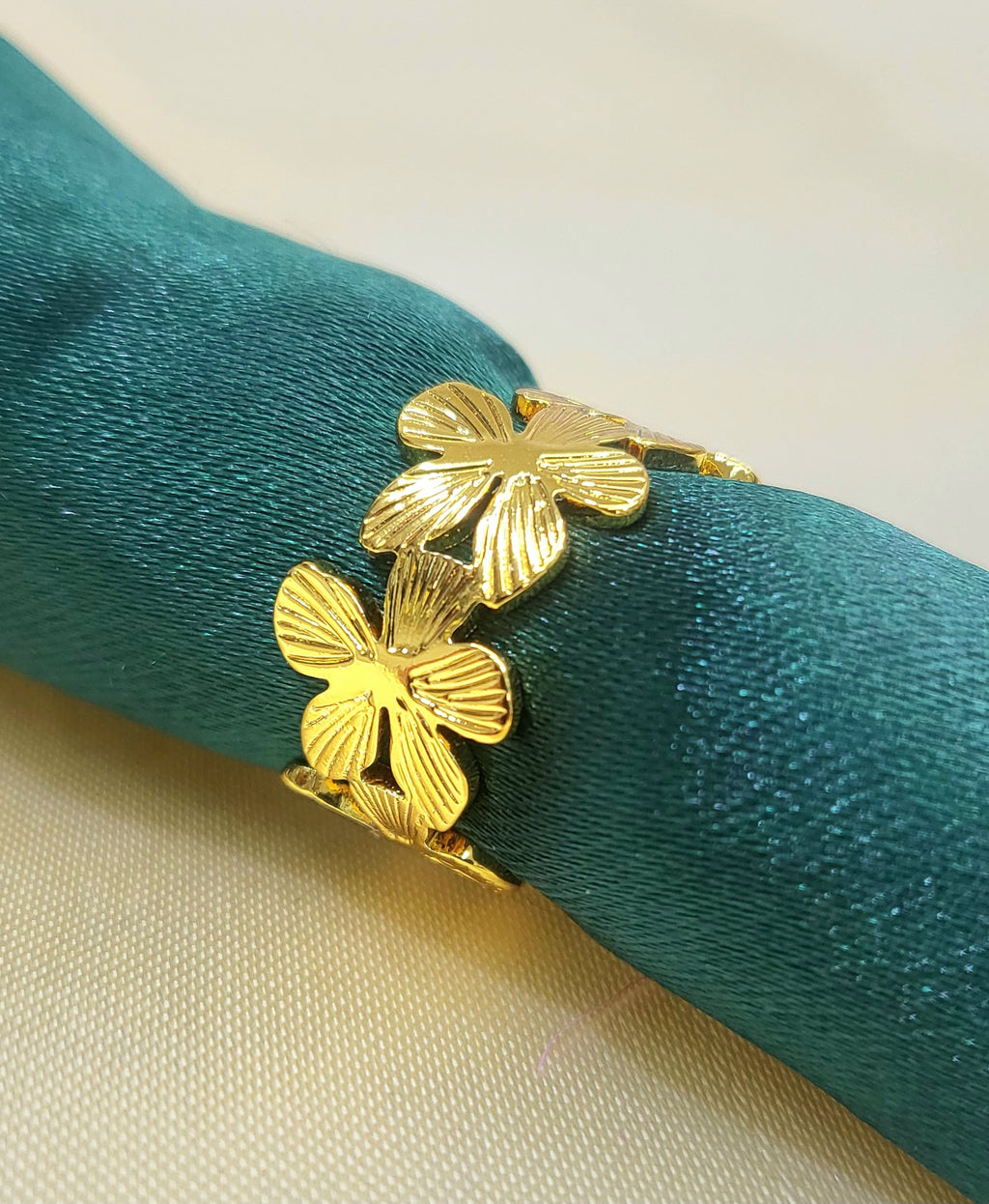 Veloura Floral Gold Ring for Women | Adjustable Waterproof Statement Ring