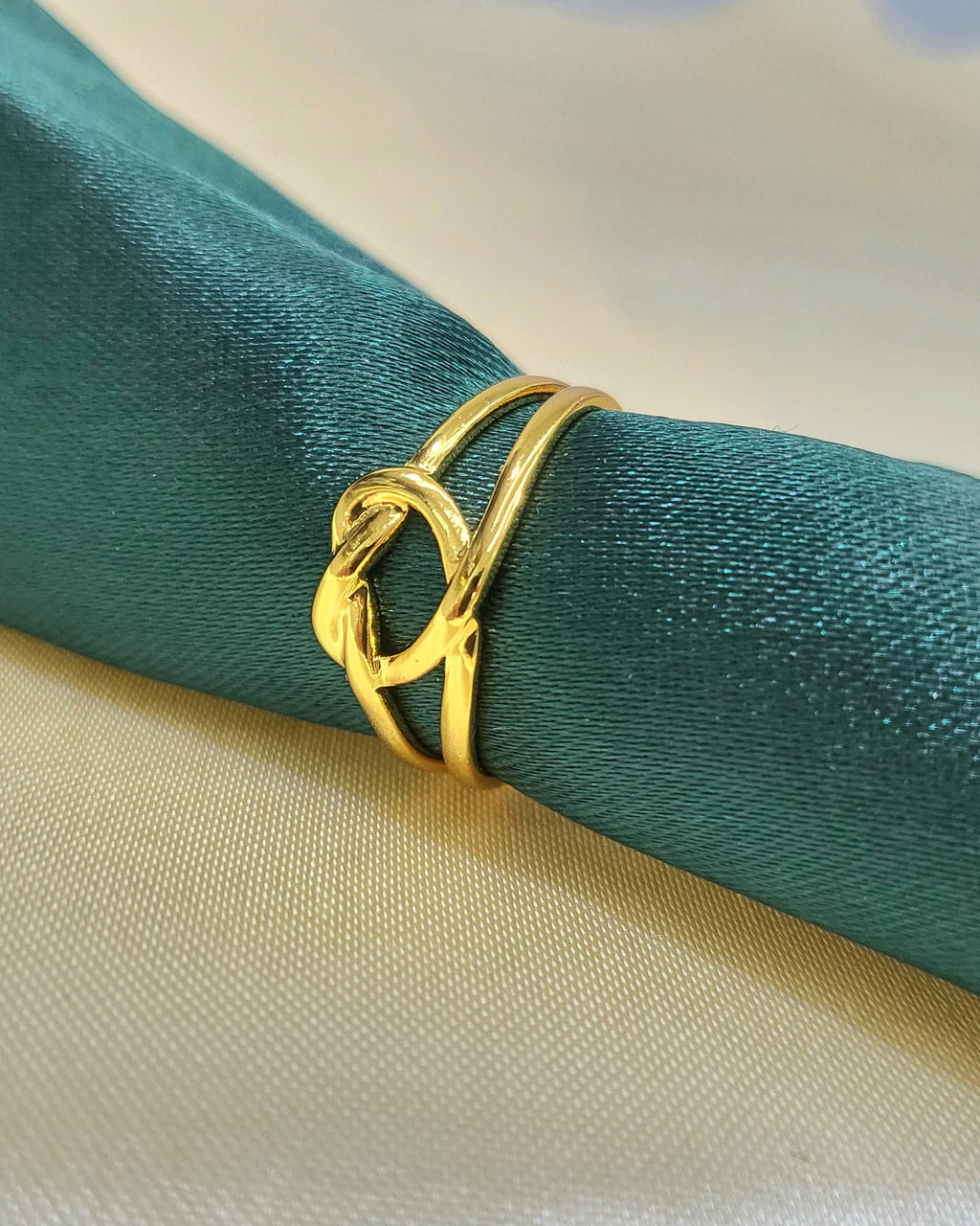 Orlina Gold Plated Stainless Steel Knot Ring for Women | Adjustable Waterproof Anti-Tarnish Ring