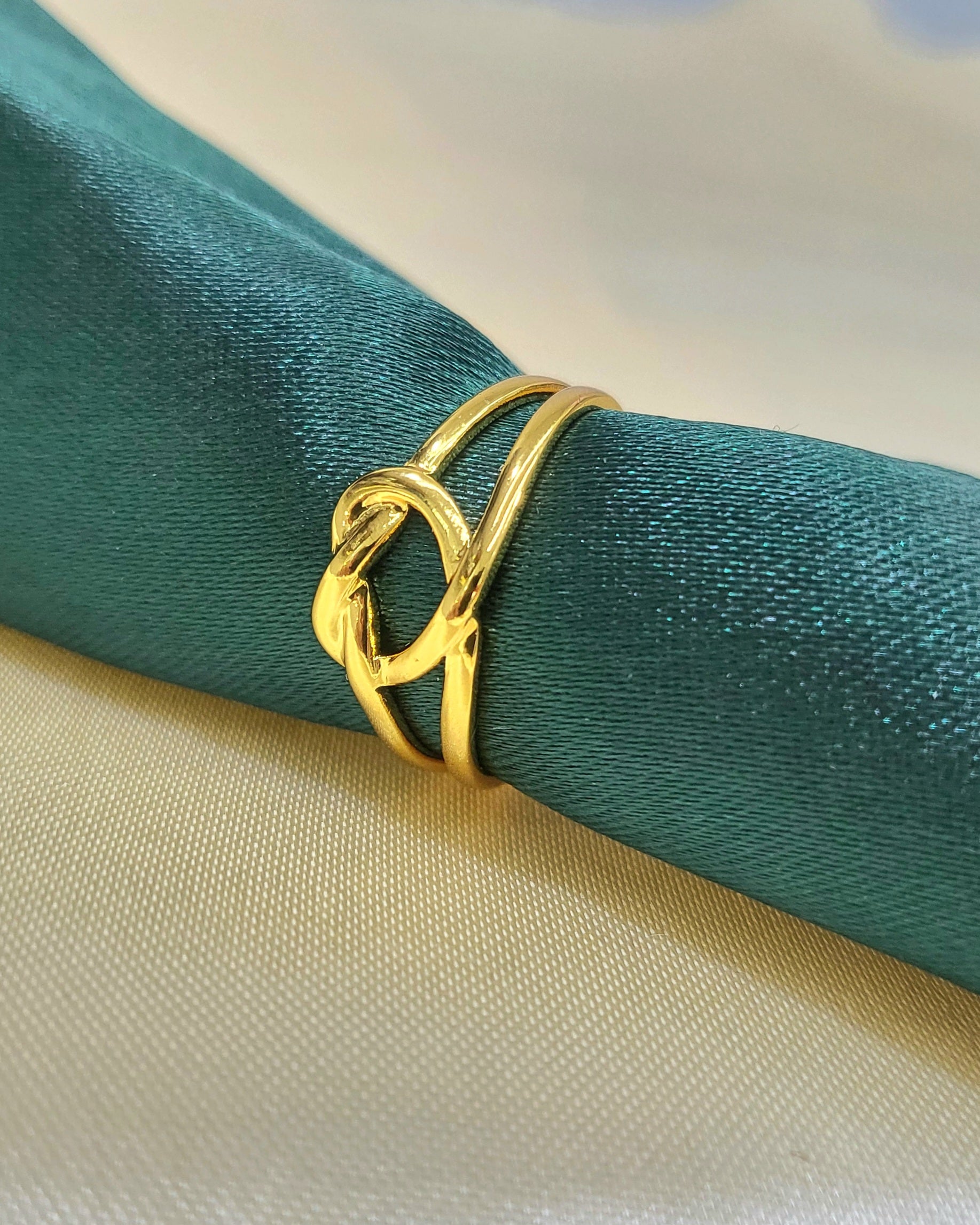 Orlina Gold Plated Stainless Steel Knot Ring for Women | Adjustable Waterproof Anti-Tarnish Ring