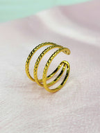 Kairo Triple Row Beaded Wire Spiral Wrap Gold Ring
