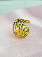 Vionelle Gold Cuban Link Center Split Triple Row Band Ring