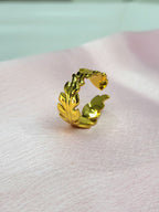 Isolde Gold Sculpted Leaf Branch Open Band Ring