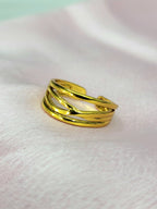 Nyra Asymmetric Multi-Row Criss-Cross Wire Gold Ring