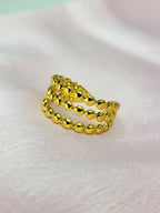 Vespera Gold Triple Row Beaded Bubble Statement Ring