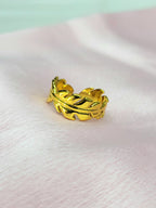 Isolde Gold Sculpted Leaf Branch Open Band Ring