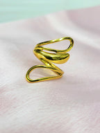Sylvera Abstract Molten Drop and Open Loop Bypass Gold Ring