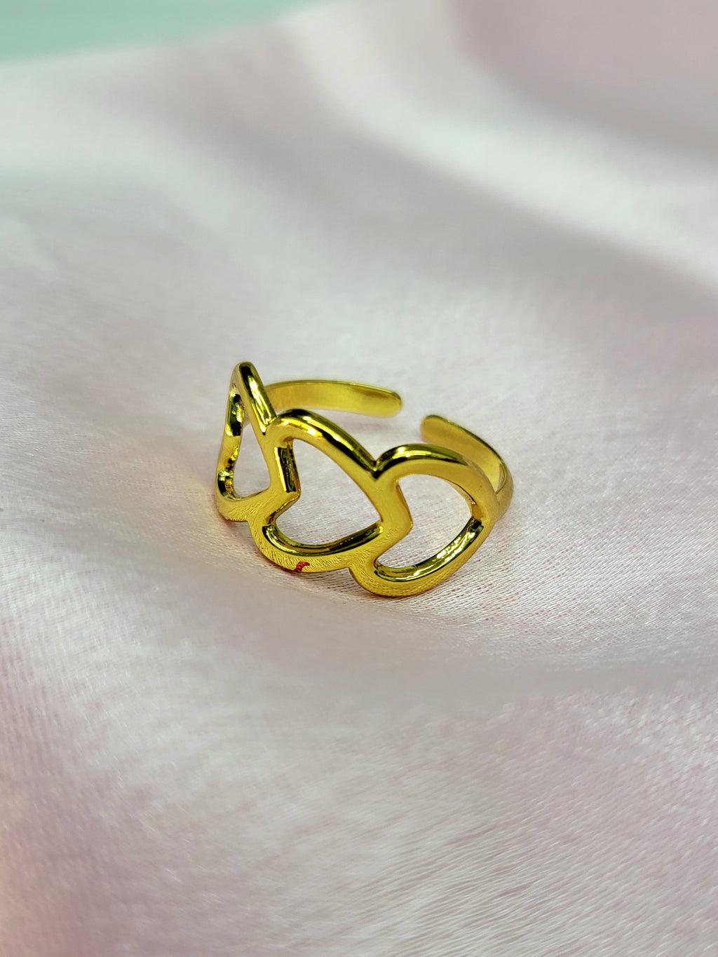 Mirelle Gold Open-Cut Triple Heart Ring