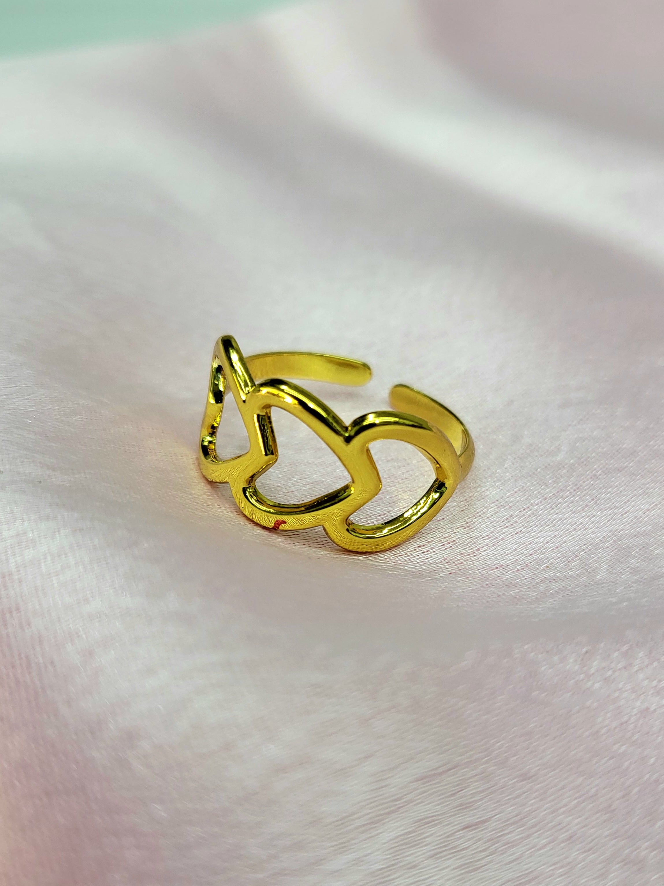 Mirelle Gold Open-Cut Triple Heart Ring
