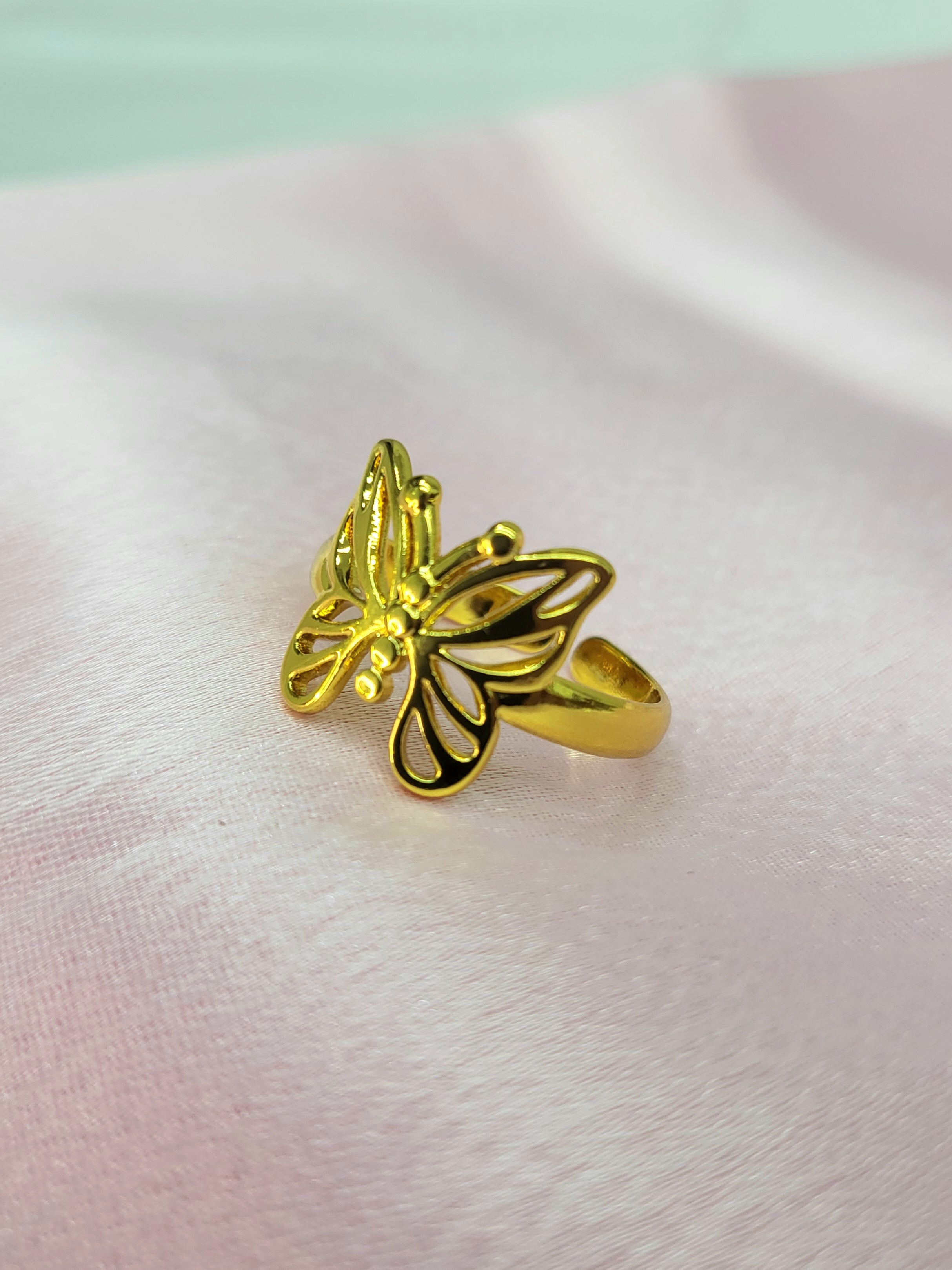 Calyra Gold Filigree Butterfly Open Statement Ring