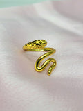 Luxelle Gold Coiled Serpent Snake Bypass Statement Ring