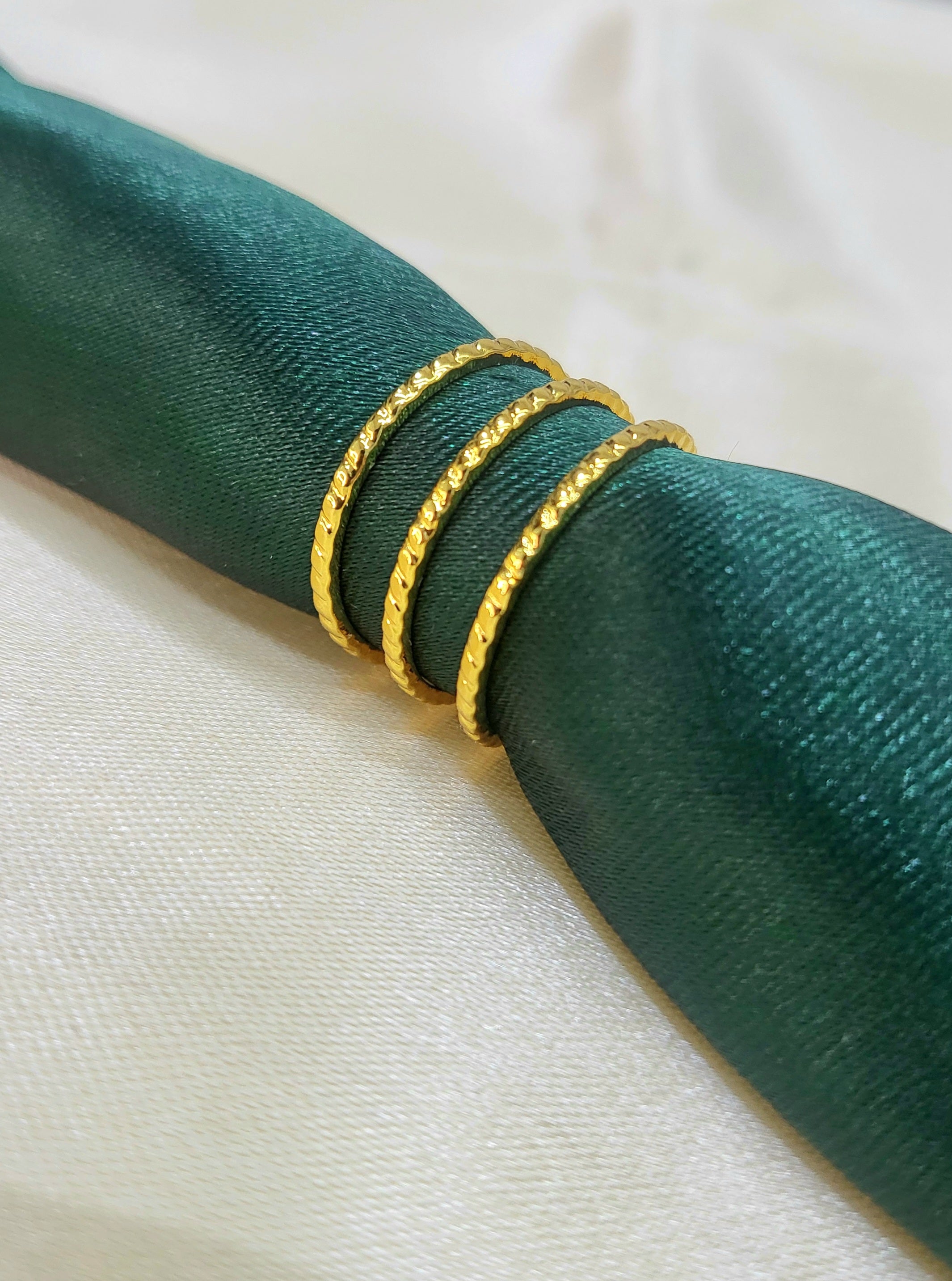 Kairo Triple Row Beaded Wire Spiral Wrap Gold Ring