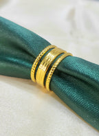 Xyra Twisted Beaded Border and Smooth Center Split Gold Ring