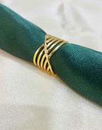 Solara Multi-Row Criss-Cross Wire Gold Statement Ring