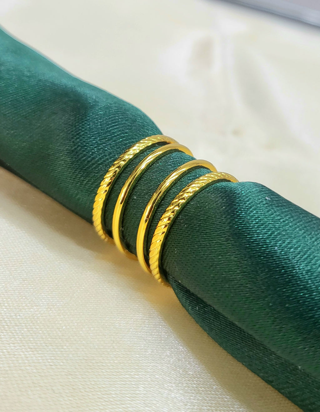 Lyvoria Gold Four Row Mixed Rope and Smooth Wire Cage Ring