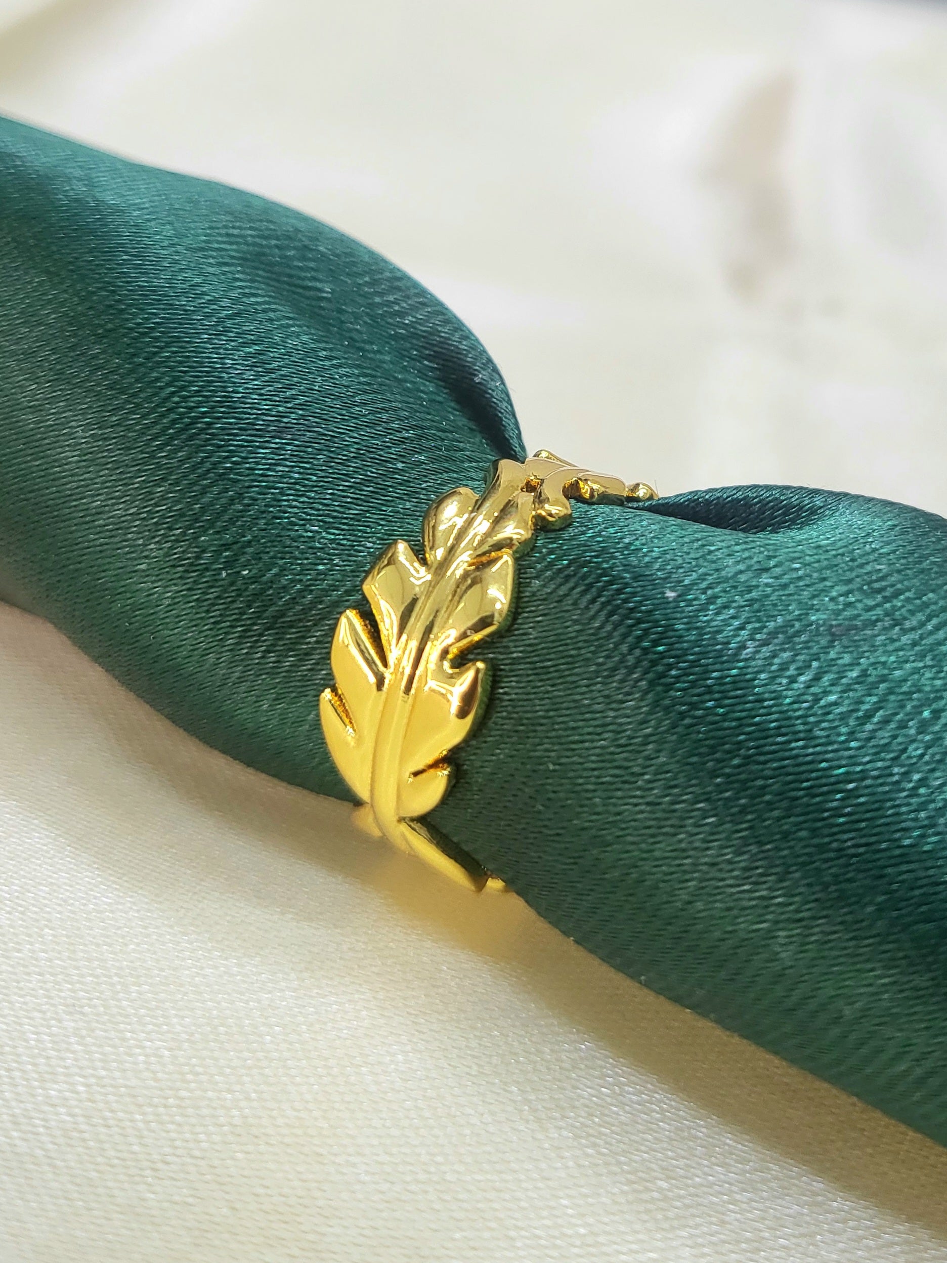 Isolde Gold Sculpted Leaf Branch Open Band Ring