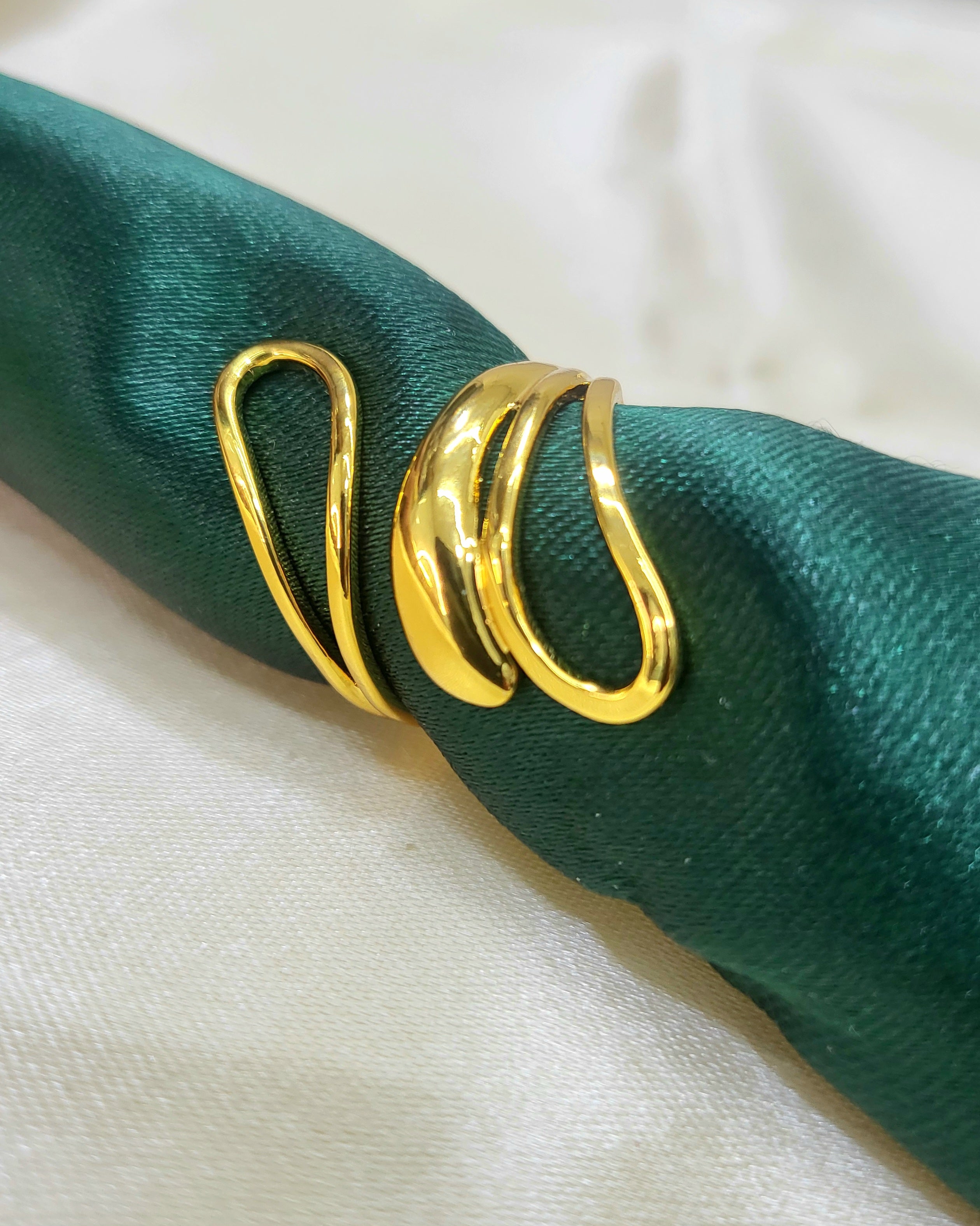 Sylvera Abstract Molten Drop and Open Loop Bypass Gold Ring