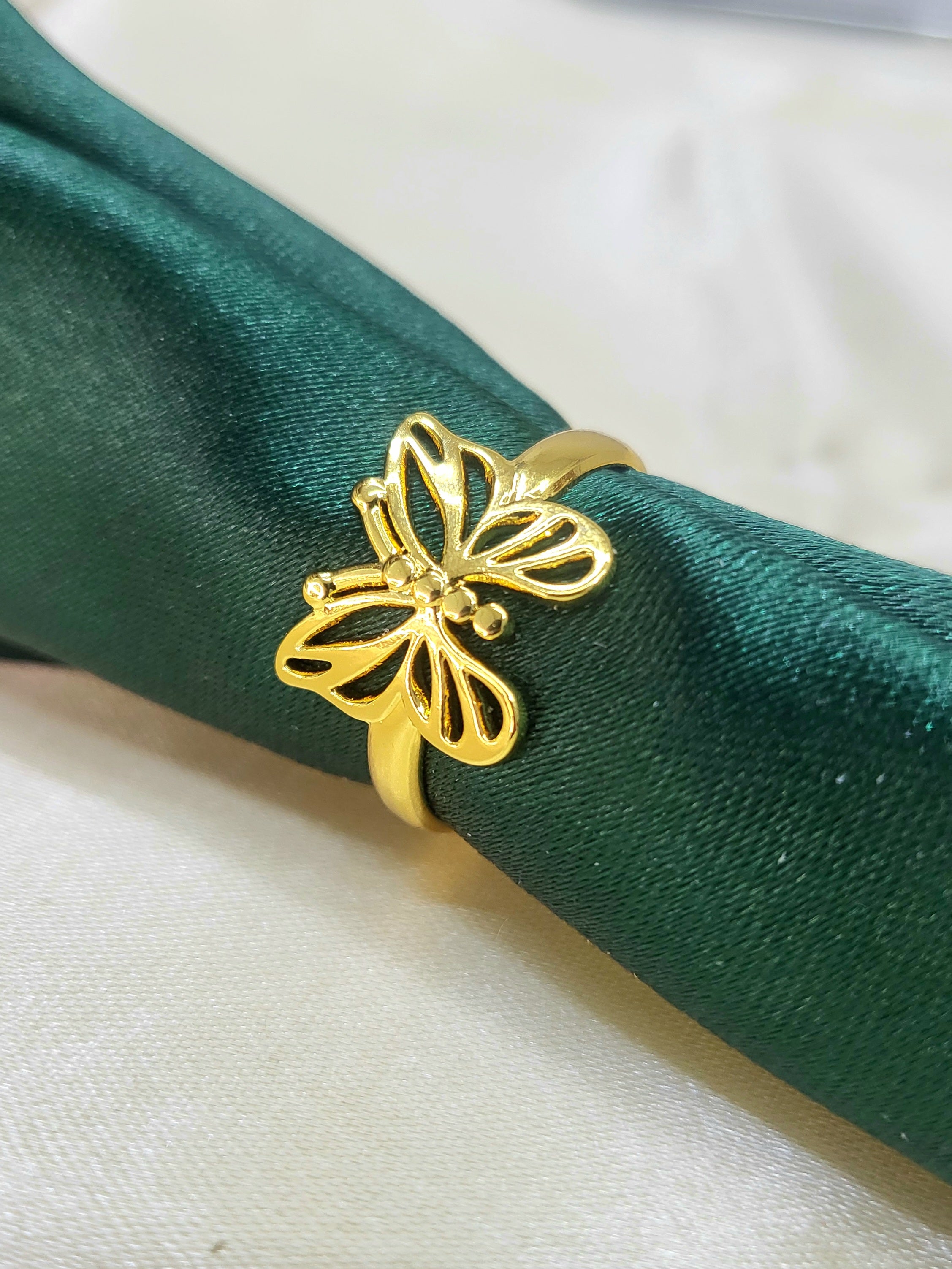 Calyra Gold Filigree Butterfly Open Statement Ring