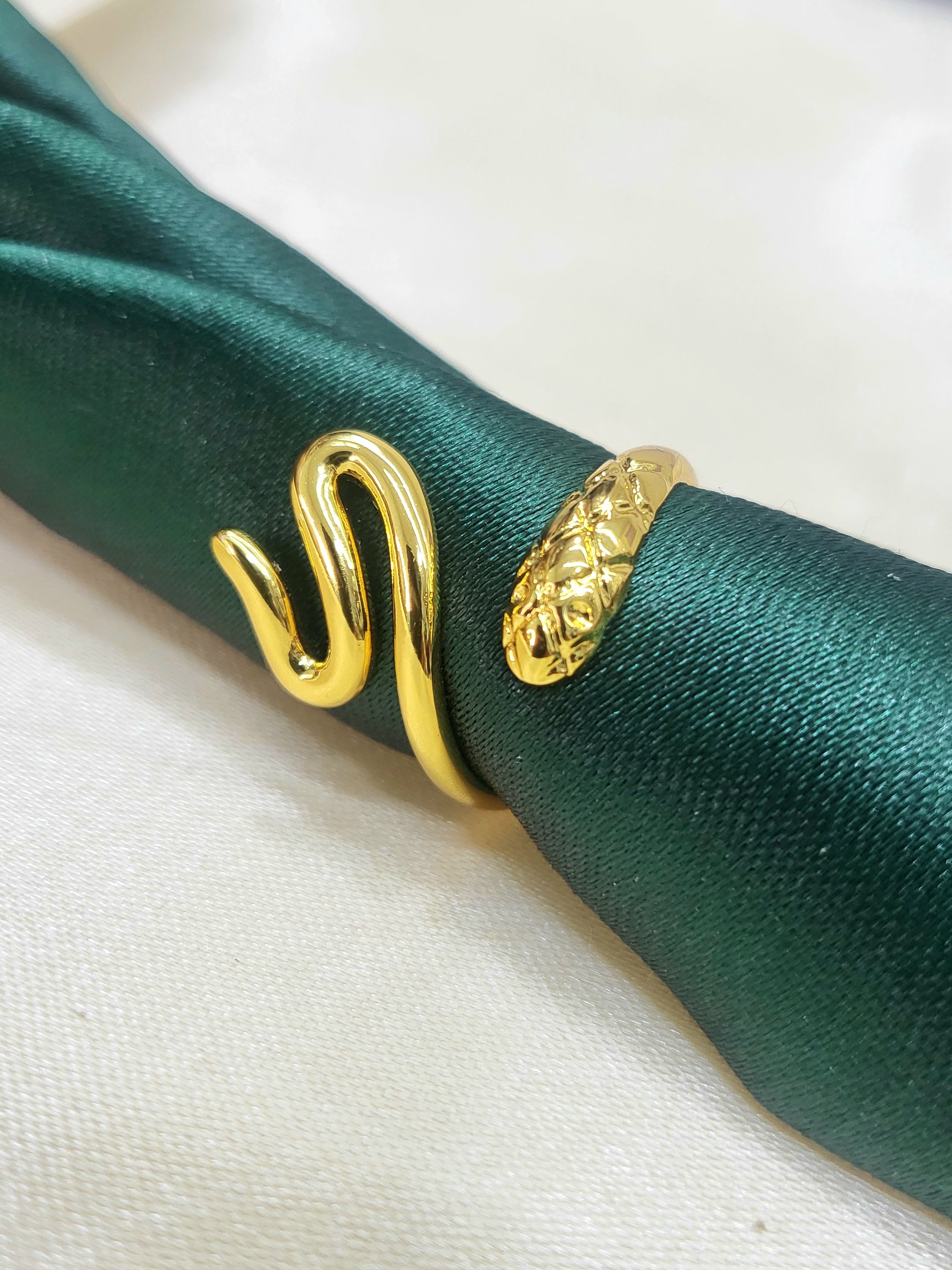 Luxelle Gold Coiled Serpent Snake Bypass Statement Ring