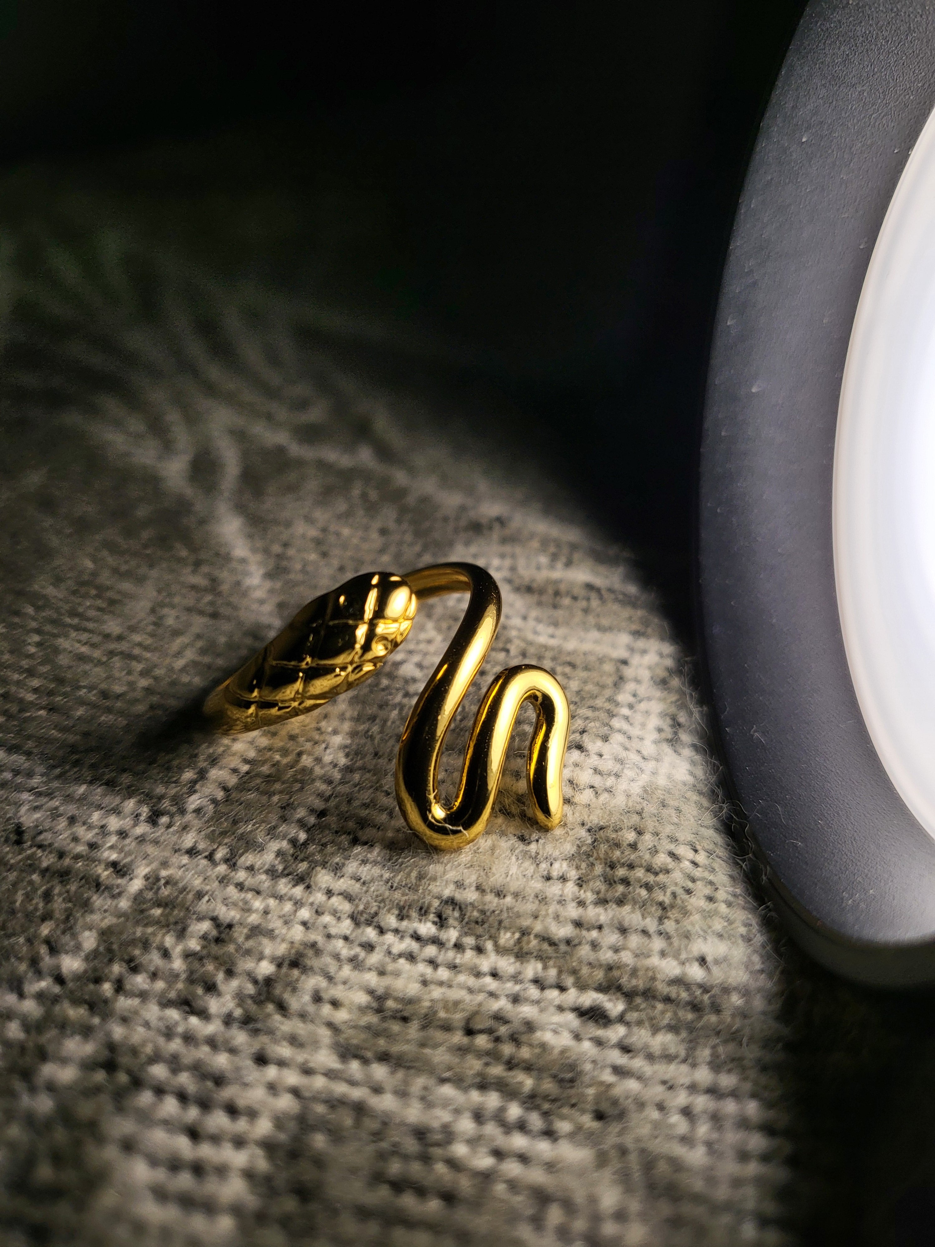 Luxelle Gold Coiled Serpent Snake Bypass Statement Ring