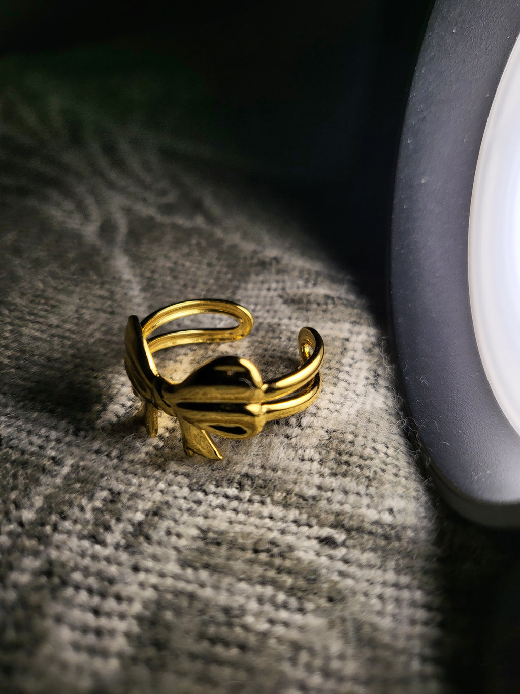 Lunelle Gold Plated Stainless Steel Bow Ring for Women | Adjustable Waterproof Anti-Tarnish Ring