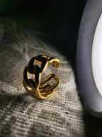 Aviora Gold Chunky Interlocking Cuban Link Chain Band Ring